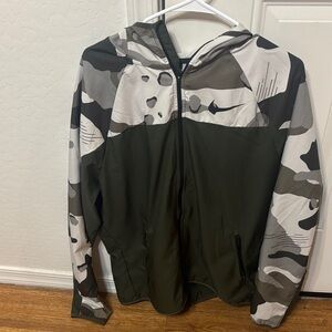 Nike Olive Green & Gray Camo Hooded Zip Jacket